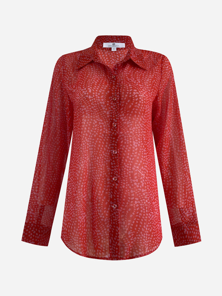 Checkered Shirt Wild Dots Raspberry Tops Jean-Pierre Klifa   