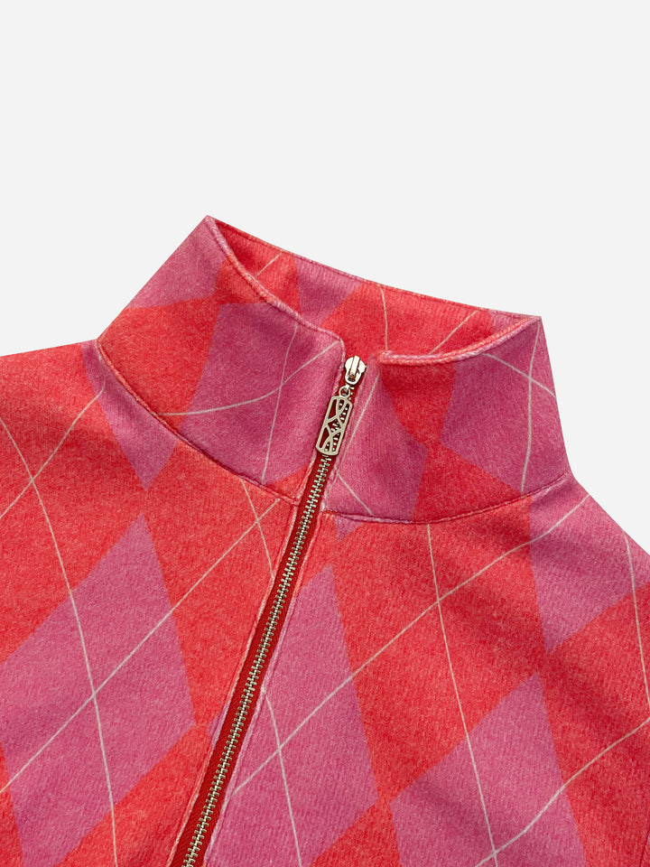 Golf Top Knit Argyle Red Tops Jean-Pierre Klifa   