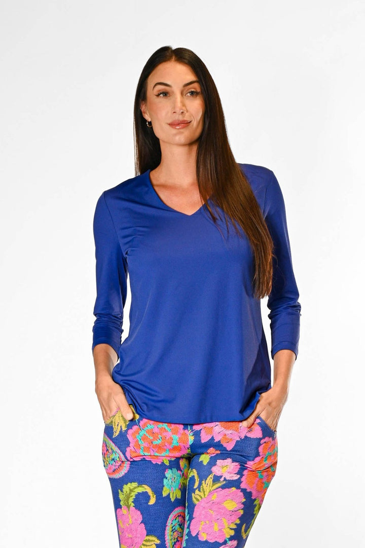 V-Neck Solid Top Royal APPAREL - TOP - SHIRT jeanpierreklifa.com XXS  