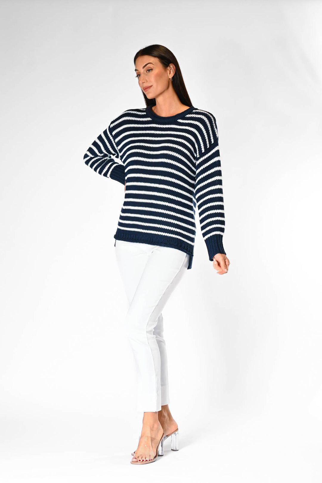 Jersey Girl Sweater - Jet Navy/White APPAREL - TOP - SWEATER jeanpierreklifa.com   