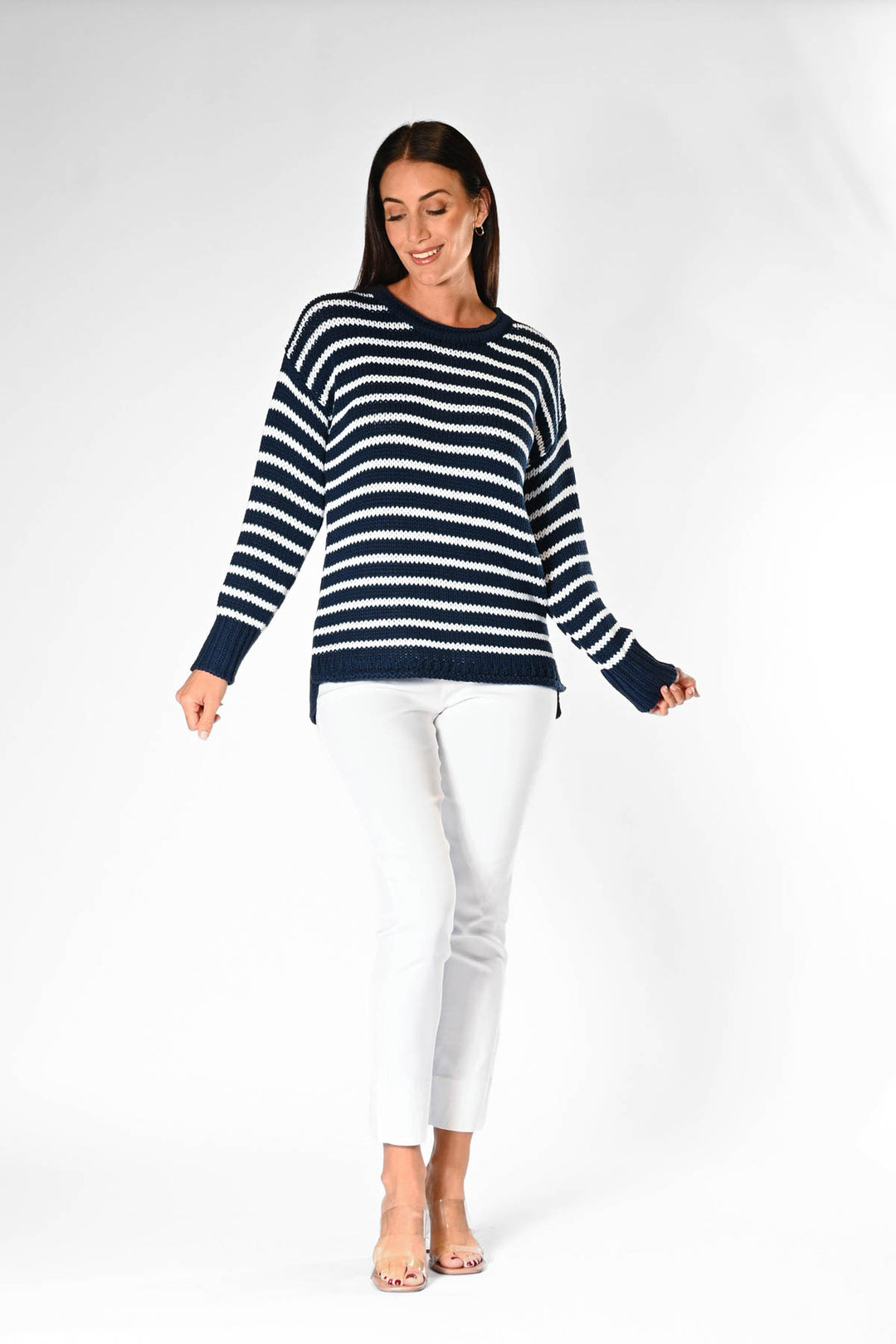 Jersey Girl Sweater - Jet Navy/White APPAREL - TOP - SWEATER jeanpierreklifa.com   