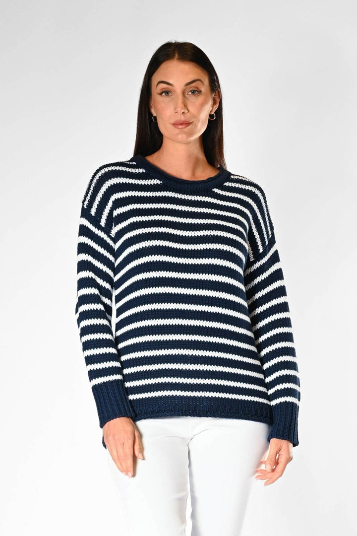 Jersey Girl Sweater - Jet Navy/White APPAREL - TOP - SWEATER jeanpierreklifa.com XS  