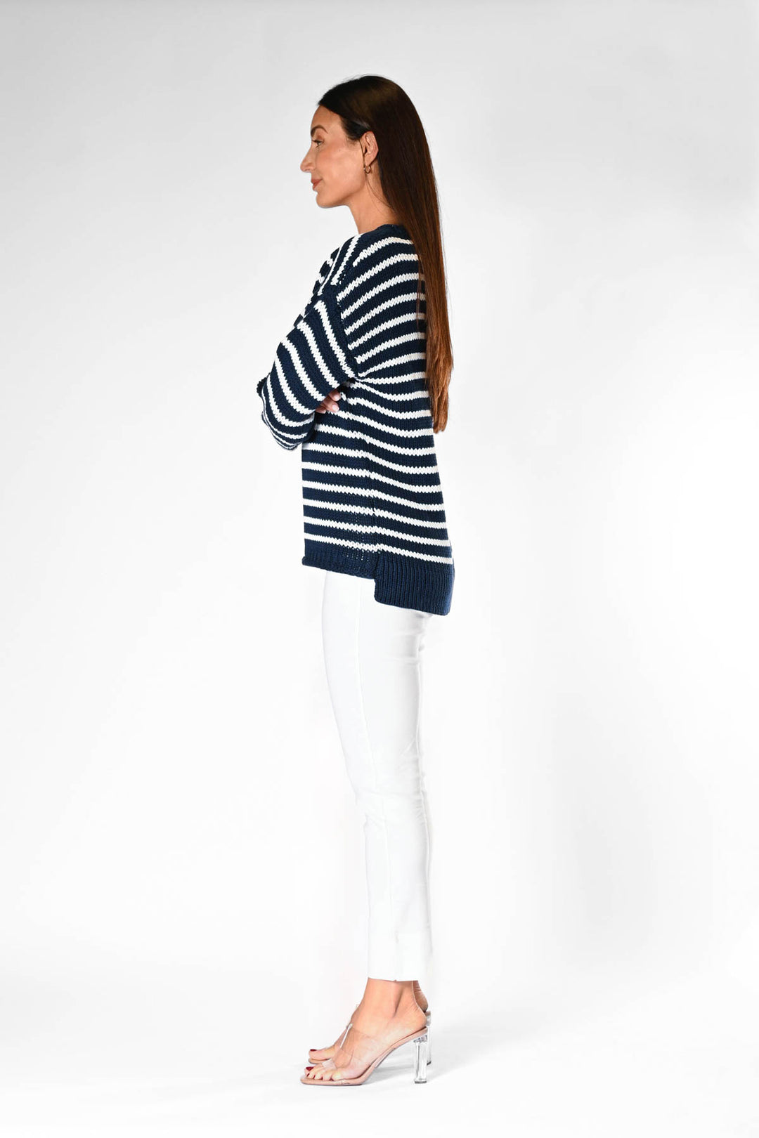 Jersey Girl Sweater - Jet Navy/White APPAREL - TOP - SWEATER jeanpierreklifa.com   