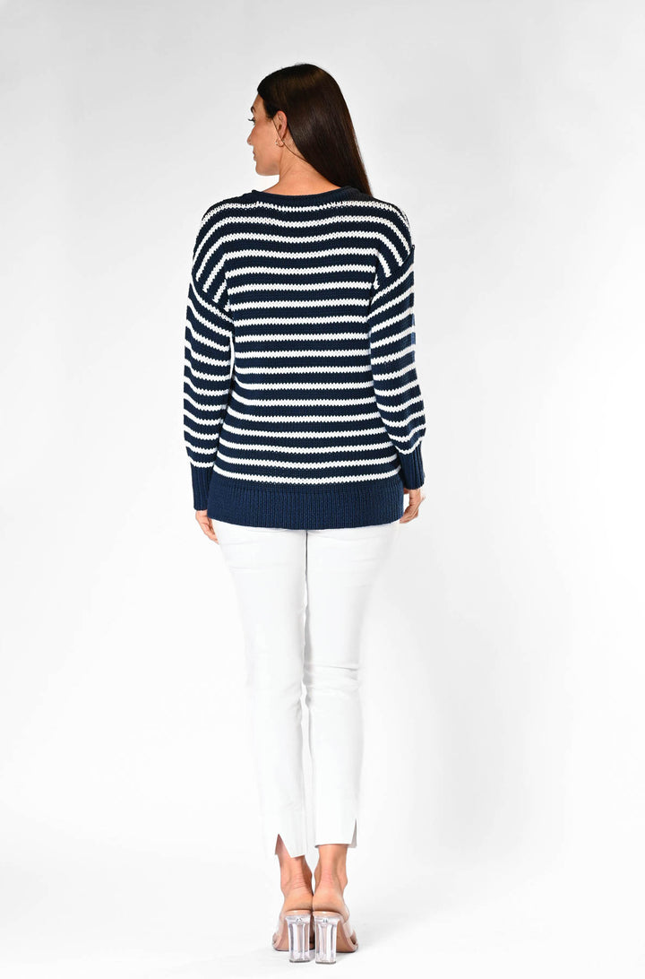 Jersey Girl Sweater - Jet Navy/White APPAREL - TOP - SWEATER jeanpierreklifa.com   