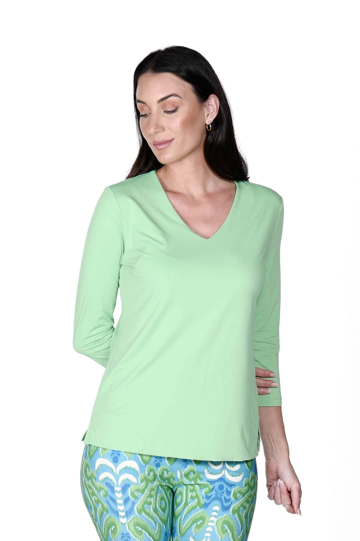 V-Neck Solid Top Mint APPAREL - TOP - SHIRT jeanpierreklifa.com XXS  