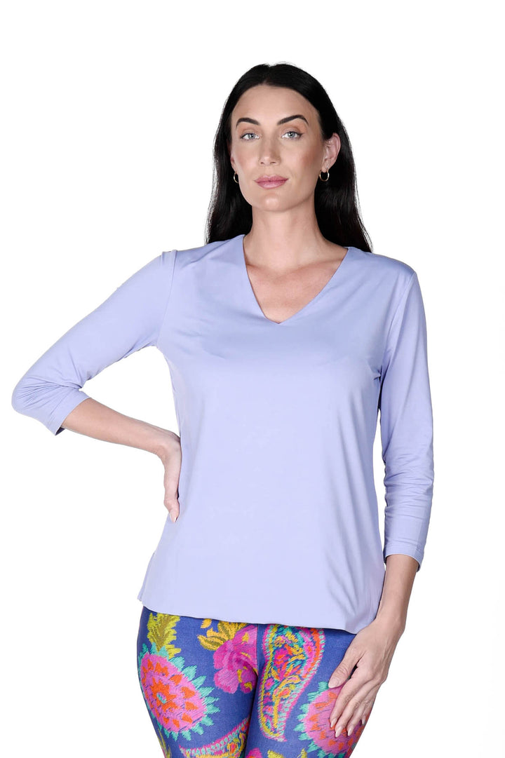 V-Neck Solid Top Violet APPAREL - TOP - SHIRT jeanpierreklifa.com XXS  