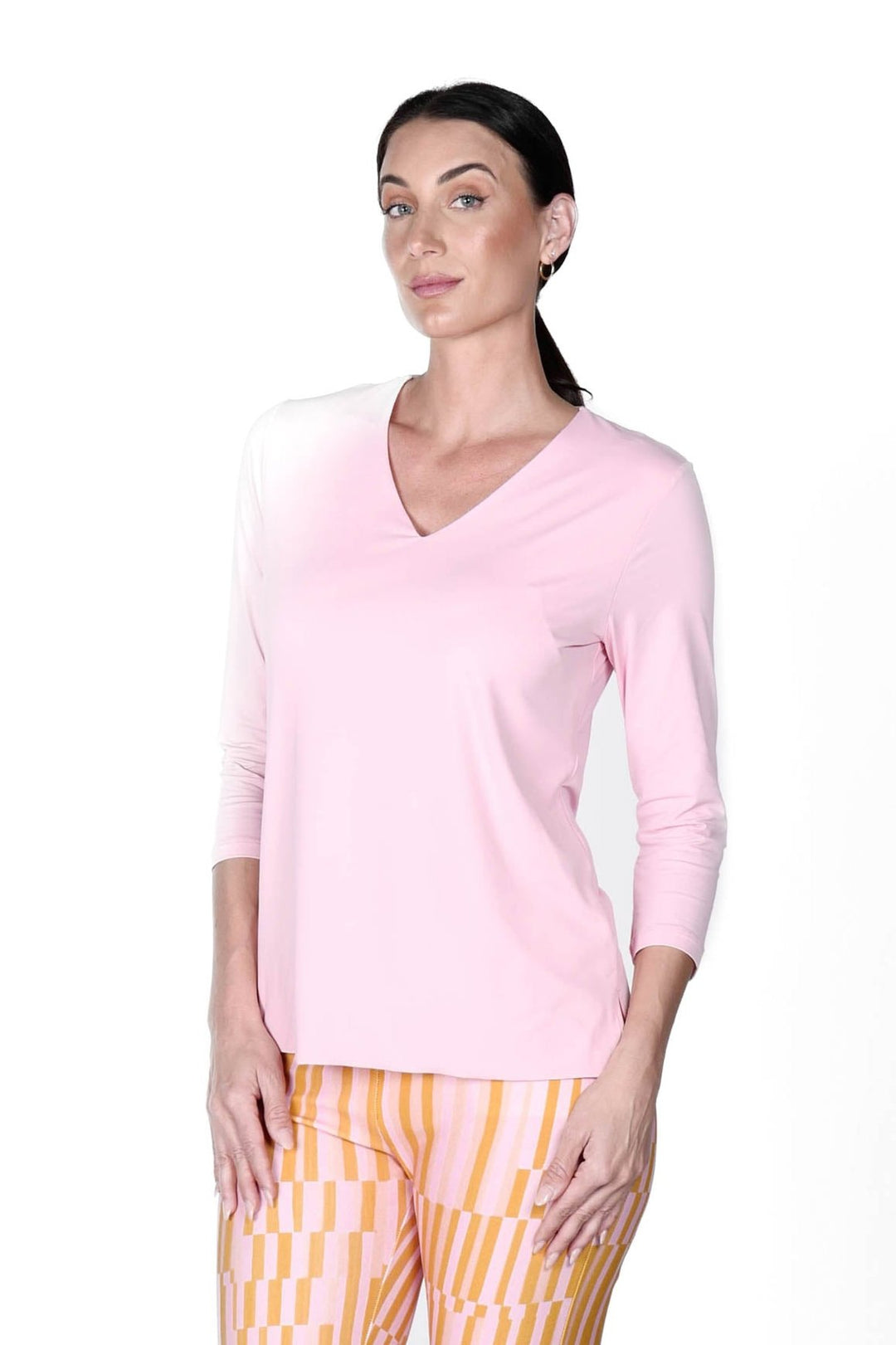 V-Neck Solid Top Rose APPAREL - TOP - SHIRT jeanpierreklifa.com XXS  