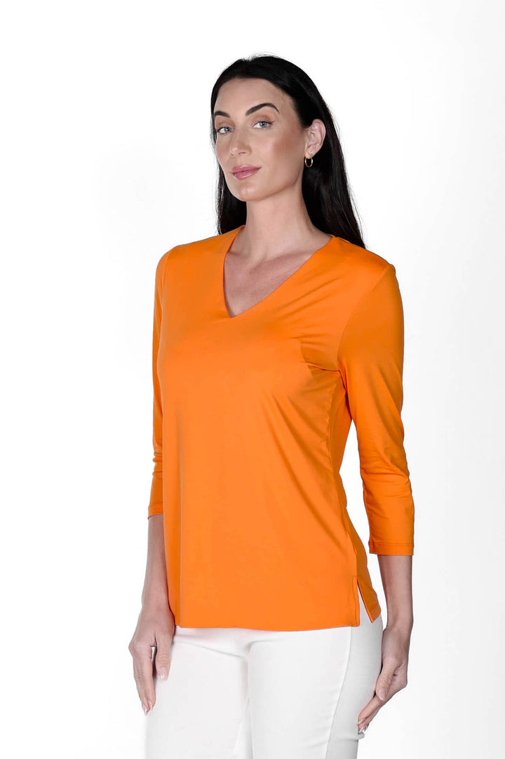 V-Neck Solid Top Mandarine APPAREL - TOP - SHIRT jeanpierreklifa.com XXS  