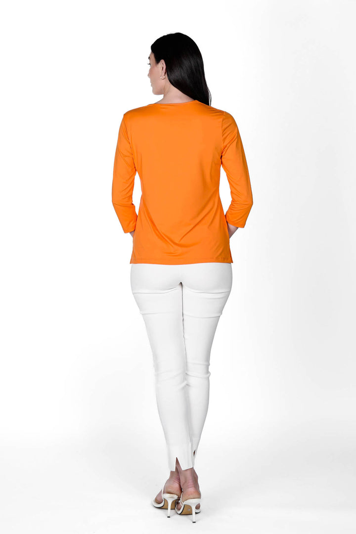 V-Neck Solid Top Mandarine APPAREL - TOP - SHIRT jeanpierreklifa.com   