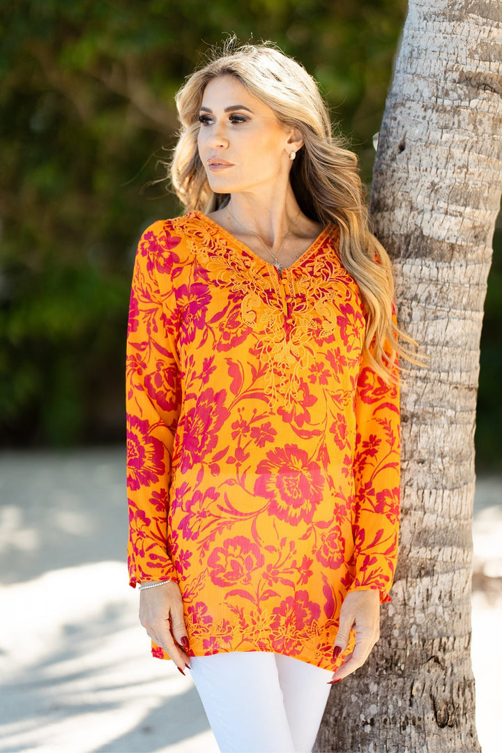 Marquesa Tunic Tropic Orange APPAREL - TOP jeanpierreklifa.com   