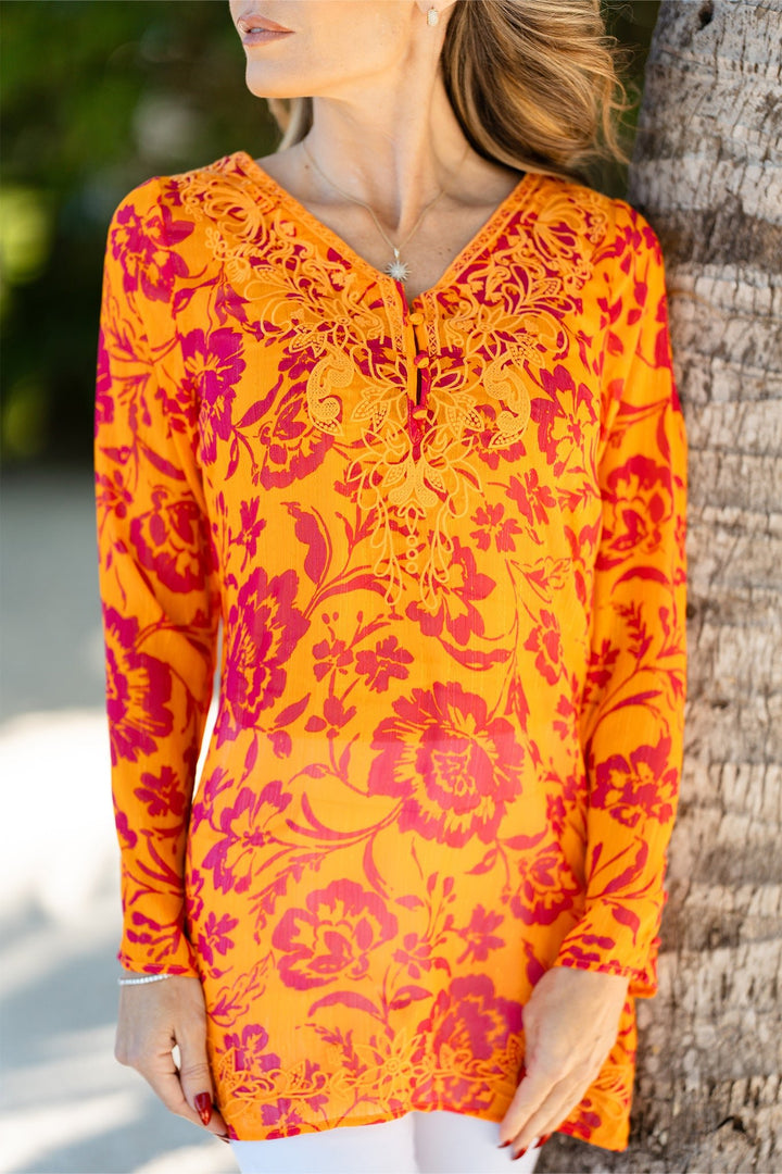 Marquesa Tunic Tropic Orange APPAREL - TOP jeanpierreklifa.com   