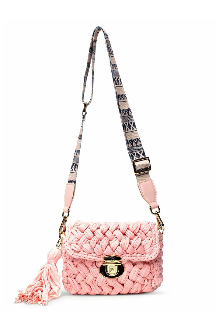 Crochet Crossbody Pink Handbag jeanpierreklifa.com