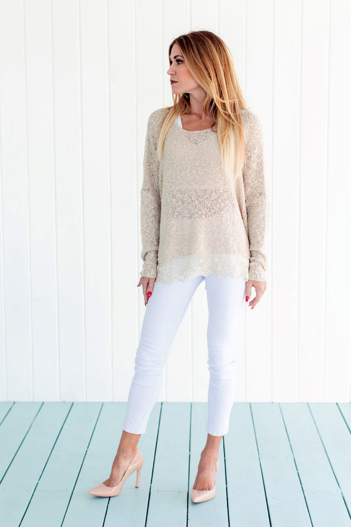 Cream lace cheap sweater