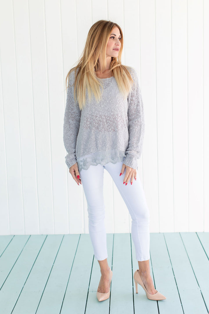 Lace Sweater Silver Tops JPK Outlet   