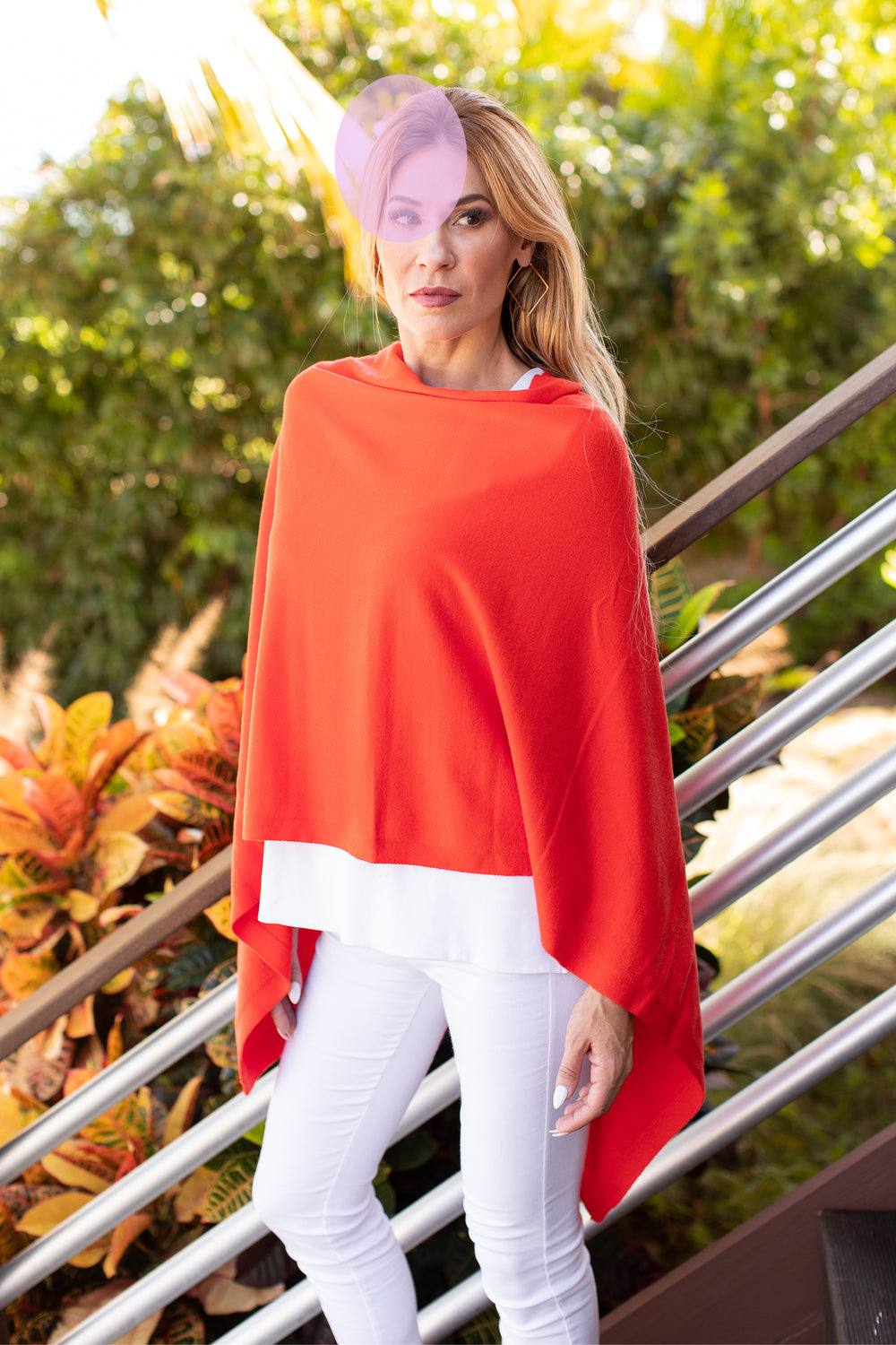 Summer Poncho Blood Orange Poncho jeanpierreklifa.com   