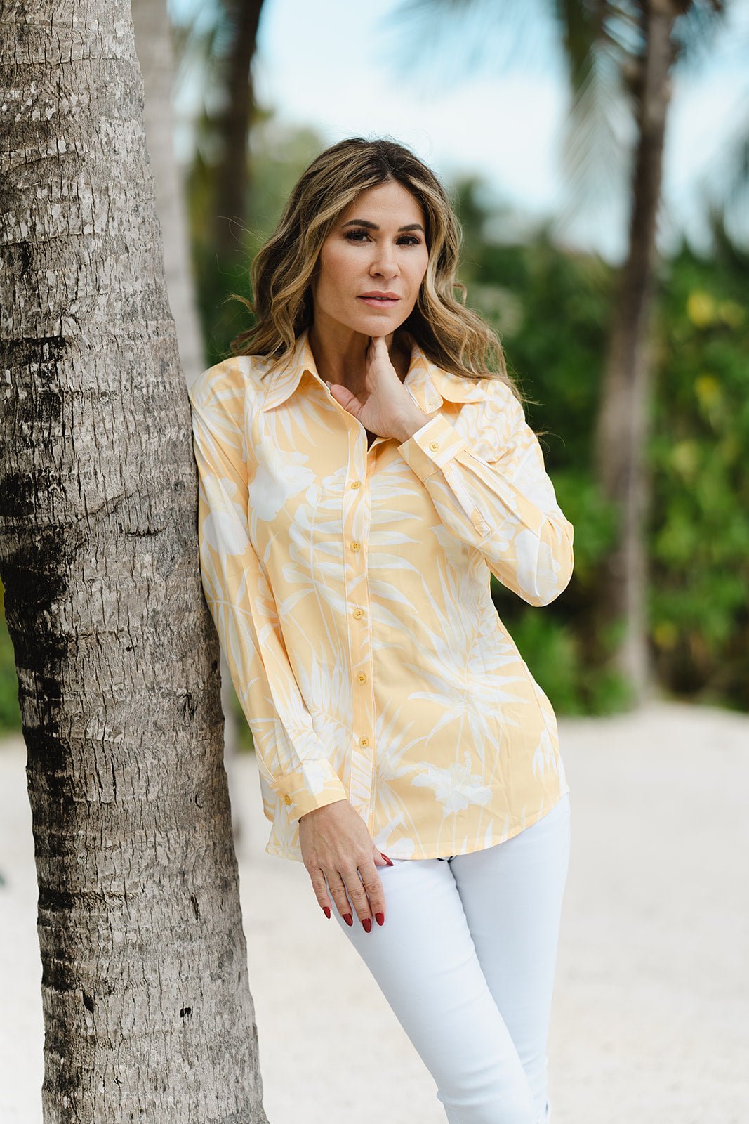 Checkered Shirt Tropical Yellow Tops Jean-Pierre Klifa   