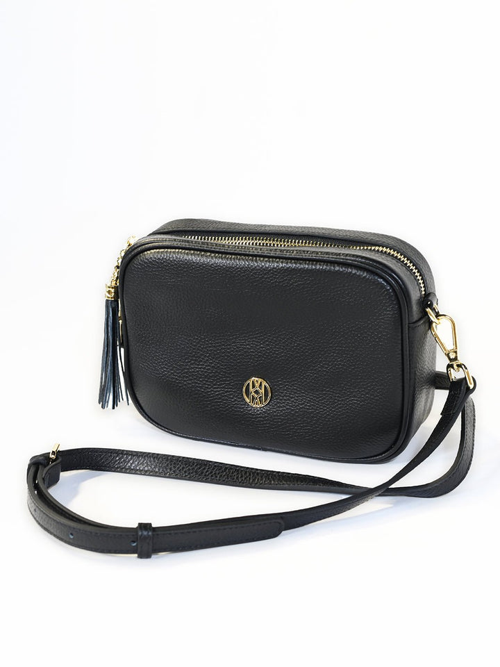 Leather Side Bag Black ACCESSORY - HANDBAG jeanpierreklifa.com   