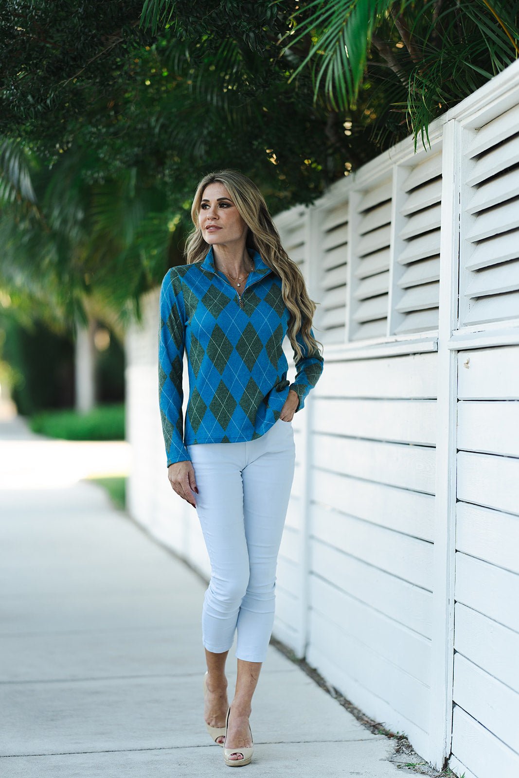 Golf Top Knit Argyle Blue Tops Jean-Pierre Klifa   