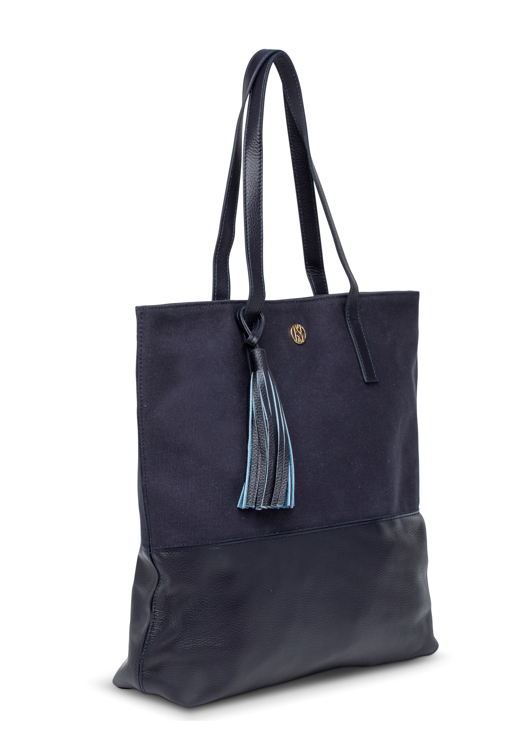 Canvas Shopper Navy Handbag jeanpierreklifa.com   