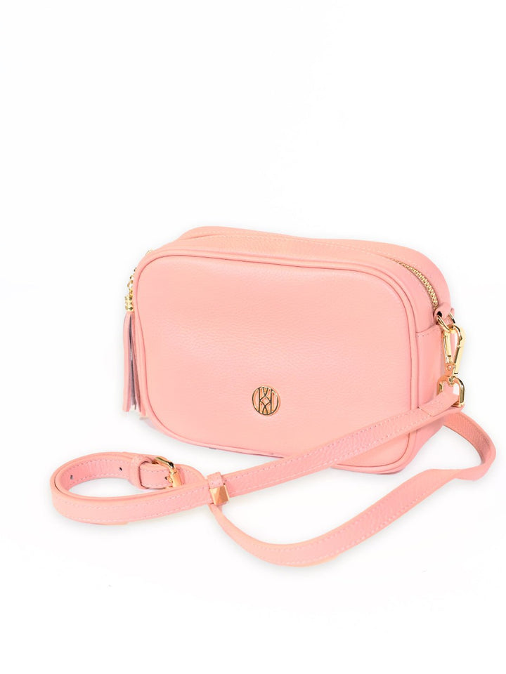 Leather Side Bag Pink ACCESSORY - HANDBAG jeanpierreklifa.com   