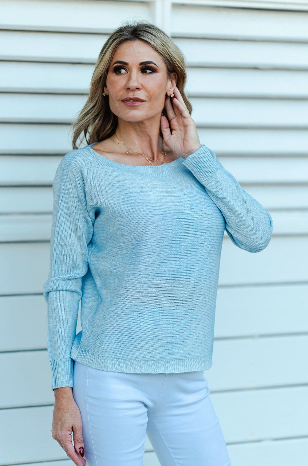 Backzip Sweater Sky Tops jeanpierreklifa.com   