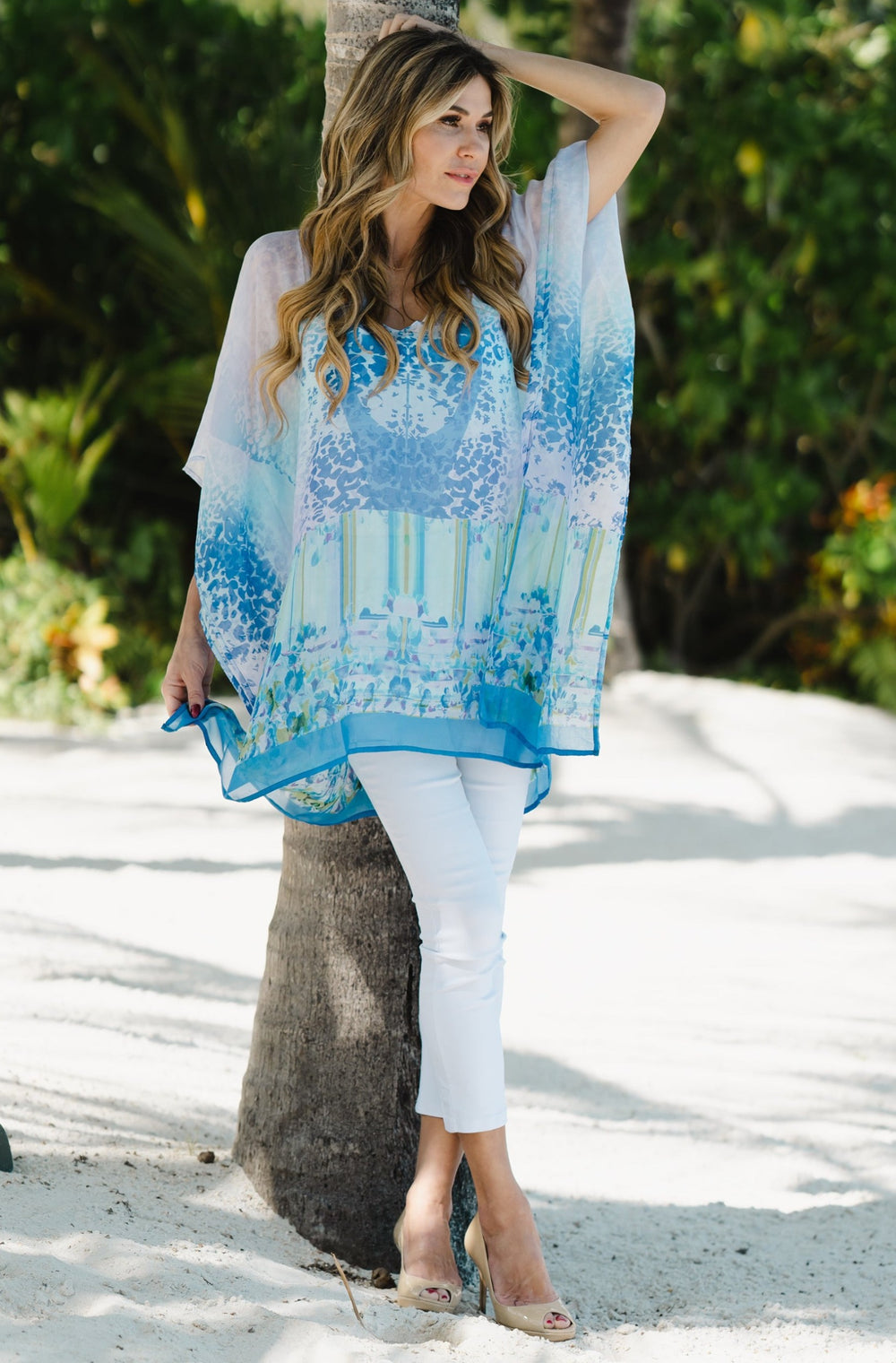 Silk Kaftan Tunic Blue Savannah APPAREL - TOP JPK Outlet   